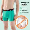 Carer 3 Pack Boys Incontinence Underwear Washable Reusable Kids Cotton Incontinence Boxer Briefs with Front Absorbency Leakproof Underwear for Youth Boys Age 4-18 S (1 Green/2 Black)
