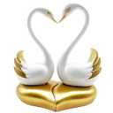 Dosker Swan Statues, Couple's Home Decorations for Living Room, Lovers Sculpture, Animal Birds Sculptures Home Decor for Coffee Table, Bookshelf Decor Accents, Valentine's Day Gift (White Gold 2Pcs)