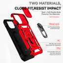 SunStory Compatible with iPhone 12/13 Mini Case with HD Screen Protector & Slide Camera Cover & Rotated Ring Kickstand, [Military-Grade] Phone Case for iPhone 12/13 Mini (Red)