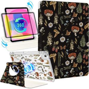 Shorogyt for iPad Air 11 Inch Case (Air M4 2026, 8th Gen/M3 2025/M2)/Air 5th Generation 2022/Air 4th Gen 2020/Pro 11 Inch Case Magnetic Stand for Women - Cute 360 Degree Rotating Covers Girls Plant