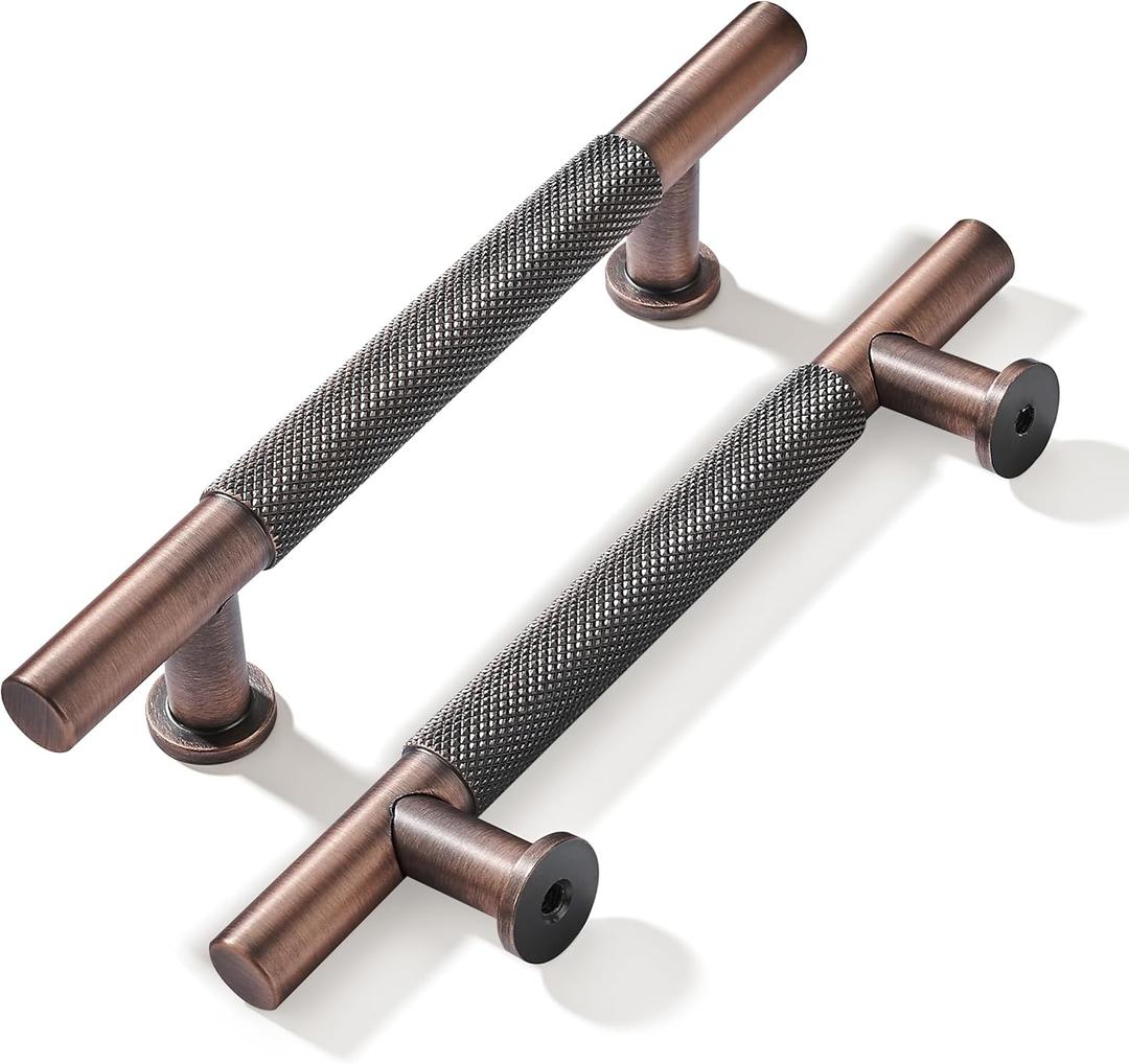 khtumeware 10 Pack 5 Inch(128mm) Drawer Handles Knurled Brushed Antique Copper Cabinet Pulls Kitchen Hardware (5 Inch Center to Center)