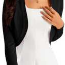 Women's Cropped Cardigan Bolero Shrug Open Front Sweater Long Sleeve S-XL (Medium, 1-black)