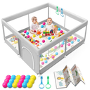 Baby Playpen with Mat, 50x50 Inch Playpen with Mat Waterproof for Babies and Toddlers Play Pen Playards Safety Gate Fence Active Center Indoor