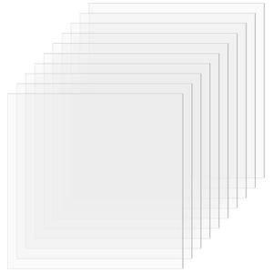 TKOnline 10 PCS Plexiglass Sheets, 12" x 12" x 0.02 Clear PET Sheet Panels, Clear Acrylic Plastic Sheet for Picture Frame, Invitations, Poster Frames Plastic Board