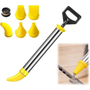 Mortar Pointing Grouting Gun, Cement Caulking Pump with 5 Nozzles for Grouting of Doors & Windows, Stainless Steel Mortar Sprayer Applicator Tool for Grouting, Sealing, Joint Filling (Yellow)
