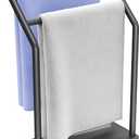 Gypie Hand Towel Holder Stand for Bathroom -Heavy Duty 304 Stainless Steel Ideal Countertop Hand Towel Rack with Silicone Pad, Black