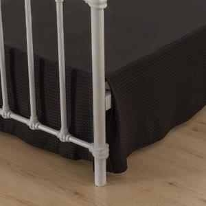 Full Size Bed Skirt 16 Inch Drop with Split Corners, Pleated Waffle Weave Bed Skirt, Tailored Dust Easy Fit, Machine Washable, Black, 16" Full