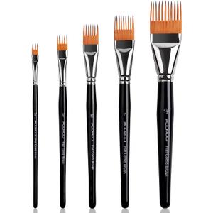 Fuumuui Grainer Brush Set5pcs Professional Flat Comb Brushes for Unique Texture Painting Perfect for Artists Acrylic, Watercolor and Oil (Black)