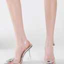 Clear Heels For Women,Crystal Rhinestones Slingback Wedding Shoes,Pointed Toe High Heel Womens Sandals, US 10