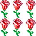 Gejoy 6 Pcs 37 Inch Red Rose Foil Balloons Giant Rose Balloons Flower Shaped Party Supplies for Romantic Special Night Mother Day Wedding Birthday Baby Shower Graduation Valentines Day Decor