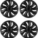 ABX Hubcaps, 15 inch hubcaps Set of 4, Wheel Rim Cover ABS Material, Snap On Car Truck SUV Replacement Hub Cap, for Toyota Camry Nissan Mazda etc, Black