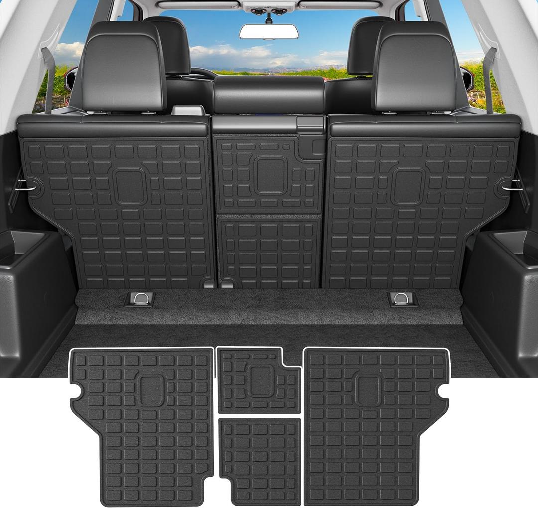 powoq 5 Seats Cargo Mat Compatible with 2010-2024 Toyota 4Runner Trunk Mat TPE Cargo Liner Trunk Liner Back Seat Protector Replacement for 2010-2024 Toyota 4Runner Accessories (Fit W/ and W/O Sliding Tray)
