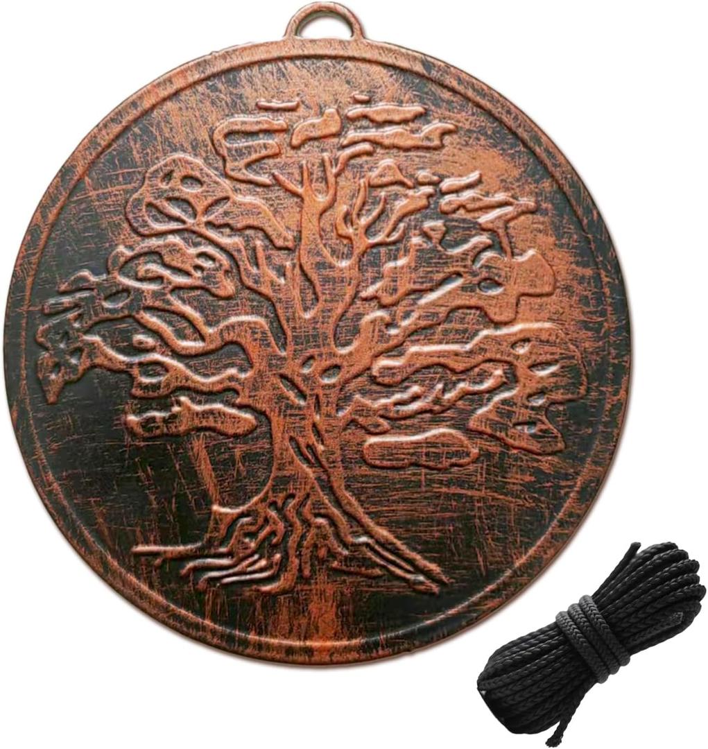 Replacement Wind Catcher, Circular Vintage Tree of Life Decor with 16.4FT Nylon Cord, 1MM Thick Metal Wind Chime Replacement Parts for Wind Chimes, Hanging Decoration Ornament for Garden, Patio, Tree