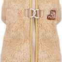Dog Sweater Clothes Apparel Fleece Woolen Sweaters Onesie Winter Warm Sweat Shirt 4 Legs Jumpsuit Pajamas Trendy Pet Face Pattern Sweater for Small Dog Medium Cat Khaki M (Medium (Lenght 9.8 inches))