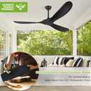 Haipeel 52 Inch Ceiling Fan no Light, Wood Ceiling Fans without Lights with Remote Control, Indoor Outdoor Ceiling Fan for Porch Garage Modern Propeller Black Ceiling Fans 3 Blades, Matte Black