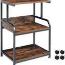 Printer Table Stand with Height Adjustable Shelf, 3 Tier Rolling Printer Cart with Wheels for Home Office Storage and Organization, Industrial Style (Rustic Brown)