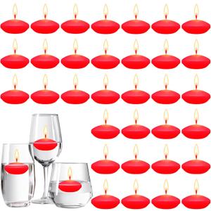Nuanchu 30 Pcs Red Floating Candles Centerpieces Bulk 1.5 Inch Small Unscented Votive Floating Candles Decoration for Birthday Wedding Party Anniversary Holiday Party Gifts Home Pool Decor