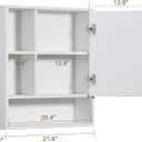 ChooChoo Bathroom Wall Mirror Cabinet, Medicine Cabinet with Single Door and Adjustable Shelf, Over The Toilet Space Saver Storage Cabinet, White, 6.3"d X 21.6"w X 24.0"h