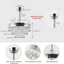 42" Dimmable Fandeliers Modern Crystal Invisible Chandelier Ceiling Fan With 3 LED Color Change Lights with Memory Function