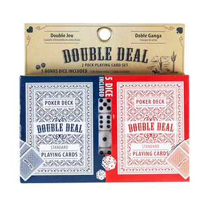 Jacent Double Deal 2 Pack Playing Cards with Bonus 5 Dice - 1 Set