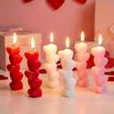 MTLEE 6 Pcs Mother's Day Taper Candles Heart Candle Sticks 6.5 Inch Tall Pink Red White Candlestick Pillar Soy Candles Mother's Day Birthday Gifts for Fireplace Home Table Decor Party Dinner Wedding