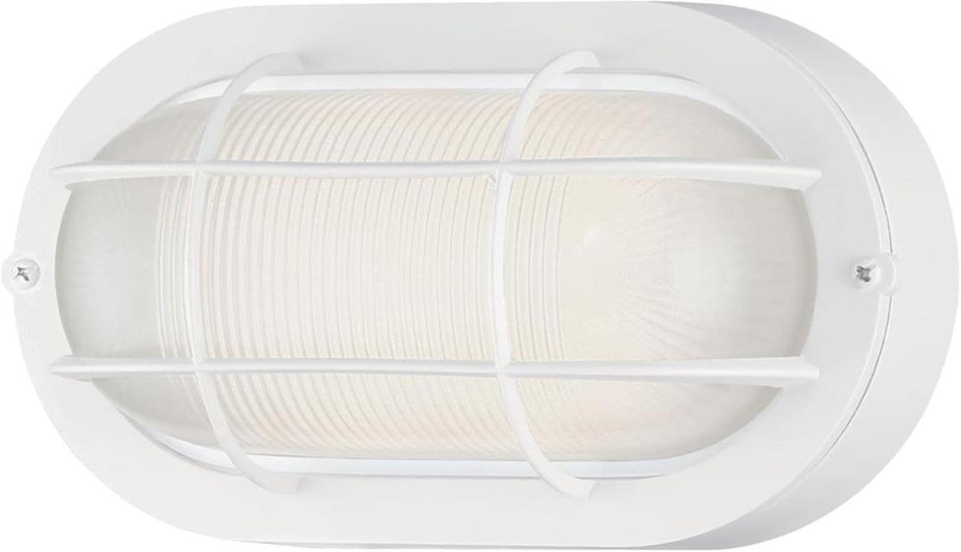 Westinghouse 6113600 Traditional One-Light Dimmable LED Outdoor Wall Light, Textured White Finish, White Glass