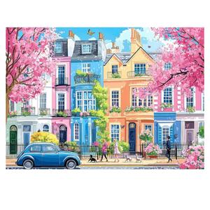 1000 Piece Puzzles for Adults, Sakura Blossom Street 1000 Puzzle for Adults, Clearance Impossible Challenge Art Jigsaw Puzzles, for Gift Birthday Party Games Family, 27.5 * 19.7 Inch Dust Free Puzzle
