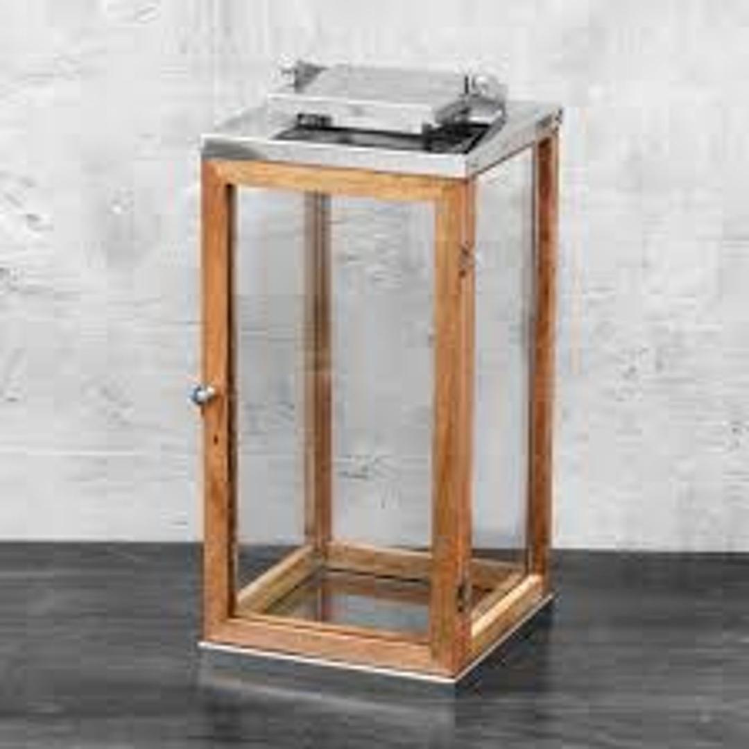 Wooden Metal Lantern, 16" Lantern, Made of Wood, Metal and Glass, High-Quality Lantern Set, Wooden Lantern, Table Lantern, Candle Holder, Candle Holder 