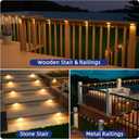 APONUO Solar Step Deck Fence Lights, Outdoor Waterproof Led, 1.77x3.14x1.73in, Black, Warm White, 16 Pcs, Path, Light, for Patio, Stairs, Garden Pathway, Step and Fences