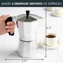 Primula Classic Stovetop Espresso and Coffee Maker, Moka Pot for Italian and Cuban Caf Brewing, Greca Coffee Maker, Cafeteras, 6 Espresso Cups, Silver