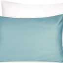 Soft Organic Cotton Toddler Pillowcases 14 X 20 Inches, Fit 13 X 18, 14 X 19 Pillows, Smooth Pearl Cotton Baby Pillowcases with Envelope Closure, Sterling Blue and Ivory, Set of 2