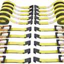 VEVOR Flat Hook Ratchet Straps (10PK), 10,000 lb Break Strength, 2" x 30' Heavy Duty Tie Down Straps, Track Spring Fittings, 3,333 Pound Working Load, for for Flatbed, Truck, Trailers Pickup