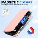 for iPhone 17 Pro Wallet Case with [RFID Blocking] Card Slot, MagSafe-FitPU Leather Strong Magnetic Flip Fold Protective Phone Case for iPhone 17 Pro Case Wallet,Pink