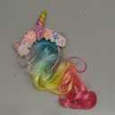 Hifot Unicorn Headband Curly Wig for Girls, Rainbow Flower Birthday Party Supplies Halloween Decorations for Kids Hair Accessories