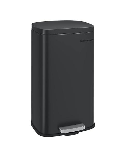 SONGMICS 8 Gallon (30 L) Trash Can, Stainless Steel, Step-On Pedal
Kitchen Garbage Can, Recycling or Waste Bin, with Soft Close Lid, Removable Inner Bucket, Black ULTB102B01