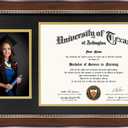 GMFrames Mahogany Diploma and Photo Frame for 8.5x11 Certificate and 5x7 Picture, UV Protection Acrylic, Mahogany with Gold Beads and Trim, Black over Gold Double Mat