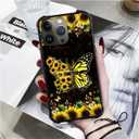 Compatible with iPhone 14 Pro Case Reinforced Four Corner Shock-Absorbing Anti Slip Soft TPU Frame Case Compatible with iPhone 14 Pro 6.1inch for Girls/Women Pattern Sunflower Butterfly