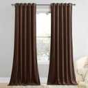 StangH 62 inches Wide Brown Velvet Curtains Blackout - Grommet Room Darkening Nursery Curtains 2 Panels, Heavy Luxury Drapes Thermal Insulated for Sliding Glass Door/Hallway, W62 x L96 (Gold Series - Brown)