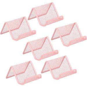 2 x Business Card Holder for Desk, Office Desktop Business Card Display Holder, Mesh Business Card Holder, Desk Accessories for Women and Men, Pink(6 Pack)