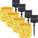 Extra-long 288FT 800LED Solar Fairy String Lights, 4-Pack 72FT 200 LED Outdoor Twinkle Lights Waterproof, 8 Lighting Modes, Warm White Copper Wire Lights for Deck Backyard Tree Garden Fence Pool Party