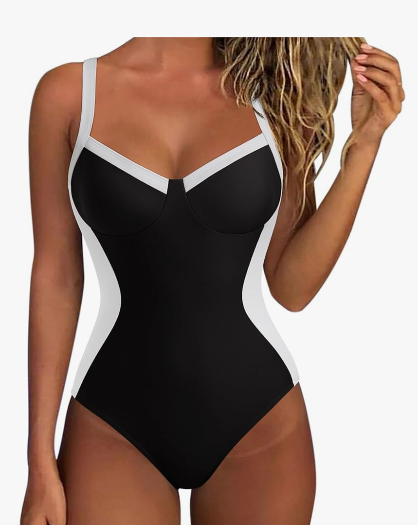 SUUKSESS Womens Tummy Control One Piece Swimsuit Sexy Crisscross Back Bathing Suit, Size L