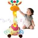 LLUKEME Dancing Giraffe Toy Stuffed Animal Baby Toys Singing Song Toddlers Toy Repeats What You Say Glowing Musical Toy for Baby Birthday Gift Groovy Giraffe Toy