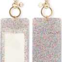 Kate Spade New York Id Badge Clip Key Chain, Sparkle Silicone Keychain Accessory and Suitcase Identifier, Multi Glitter