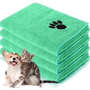 Chumia 4 Pack Dog Towels for Drying Pet Grooming Absorbent Dogs Soft Microfiber Quick Drying Winter Large Medium Small Puppy Bath Towels for Kitten Cats Pets(16 x 31 Inch,Green)