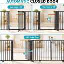 Snagle Paw Extra Wide Dog Gate,Free Standing Dog Fence with Door, Up to 104 Inch Wide Pet Gate with Support Feet for Stairs, Hallways, Doorways, Yard (Black, 4 Panels)