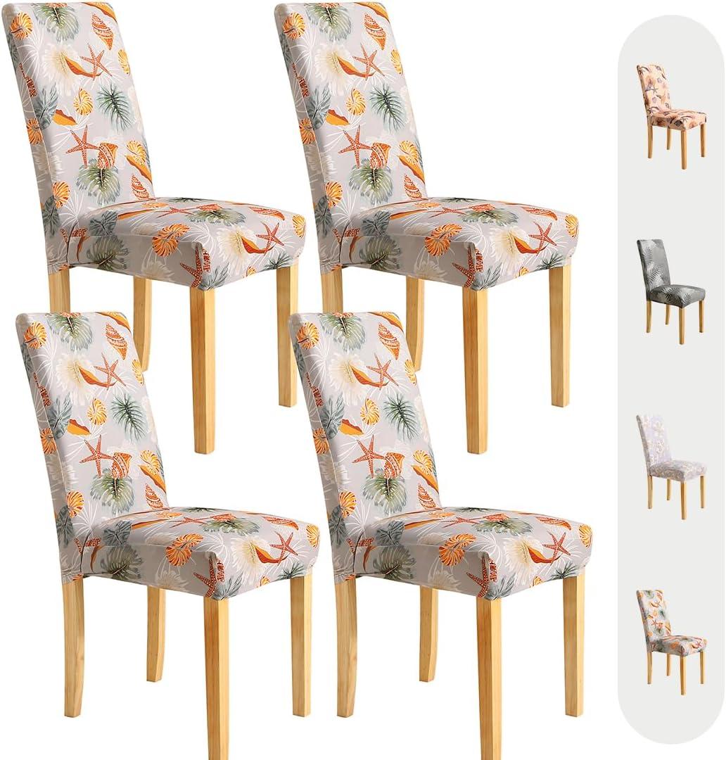 Secgo Chair Covers for Dining Room 4 Pack, Stretch Dining Chair Cover, Washable Spandex Kitchen Parsons Chair Slipcovers, Blue Chair Covers for Home or Party (Shell)