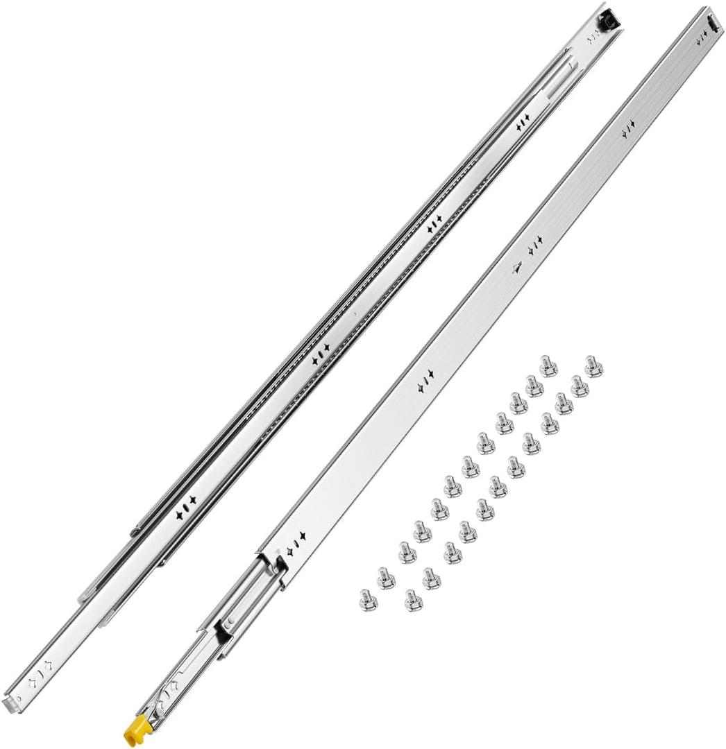 VEVOR Heavy Duty Drawer Slides 60inch, 1 Pair Locking Drawer Slides 250lbs Load Capacity, Side Mount Ball Bearing, 3-Fold Full Extension