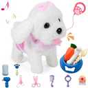 GOBRILLFUN Remote Control Robot Dog, Electronic Plush Puppy Dog Toy, Interactive Toys, Walks, Barks, Shake Tail, Stuffed Animal Gift for Girl and Boy Age 3-6 Year Old (White)