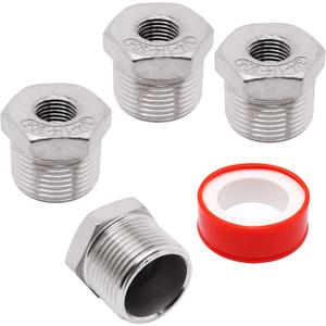 Reducer Coupling 3/4" NPT Male x 1/4" NPT Female Threaded Pipe Fitting, 304 Stainless Steel Reducing Pipe Fitting, 4 Pack