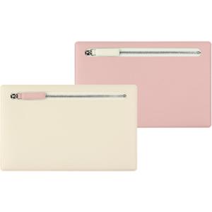 FENICE Multi-Purpose Vegan PU Leather Travel Pouch Travel Organizer with Contrast Color Design Zipper Closure (WHITE-PINK)